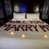 Proposal decorations on bed